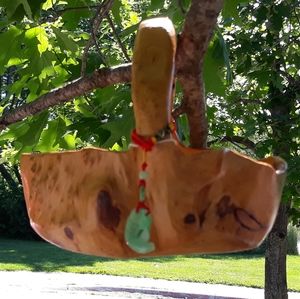 Hand Carved Fir Tree Wood Basket